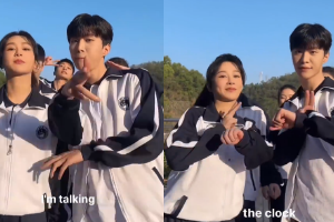 杨紫范丞丞穿校服跳舞青春洋溢