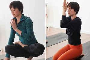 孙俪分享瑜伽花絮照 动作自由舒展身体柔韧性好