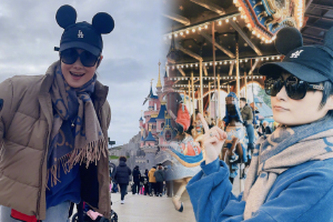 李宇春畅玩迪士尼 头戴米奇帽墨镜笑容童心四溢