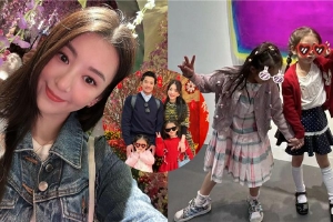 郭富城爱妻方媛带女儿看展