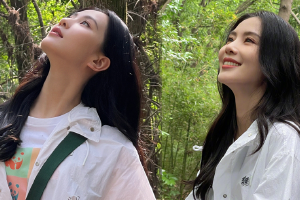 刘诗诗晒春游穿白衬衫气质干净纯真