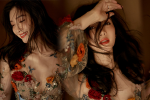 江疏影穿繁花纱裙秒变花仙子