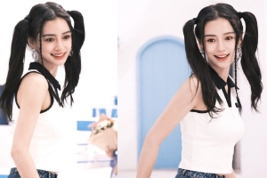 Angelababy双马尾编发造型可爱似少女