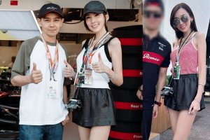 林志颖携爱妻陈若仪看赛车比赛