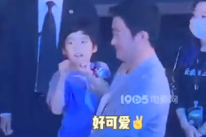 吴京抱儿子现身《巨齿鲨2》上海首映礼