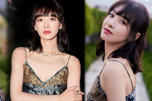 宋茜齐刘海着深v吊带魅力十足