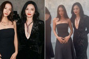 郑秀晶抹胸裙露香肩锁骨 姚晨深V长裙优雅大气