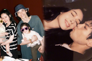 向佐单手抱娃亲吻郭碧婷好甜蜜