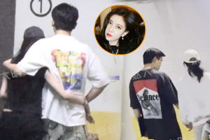 宋妍霏搂一年轻男子腰两人牵手回家