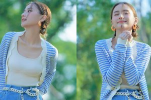 何超莲夏日写真清新靓丽 浅笑甜似少女