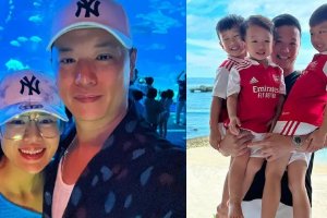 胡杏儿老公李乘德晒一家五口出游照