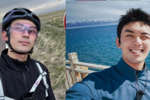 吴磊骑行打卡赛里木湖