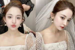 娜扎晒新剧婚纱造型