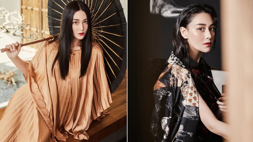 百变女神!张馨予时尚大片白色长裙优雅黑色look冷艳