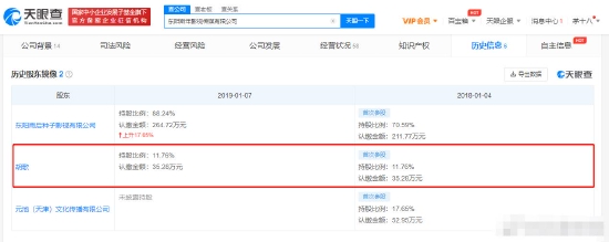 胡歌退股前的持股情况