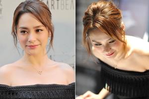 阿娇露肩裤装大秀裸背 满脸甜蜜女人味十足