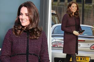 凯特王妃举止优雅 孕肚渐显美腿仍纤细