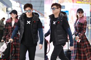 吴奇隆刘诗诗戴墨镜各推行李似画报