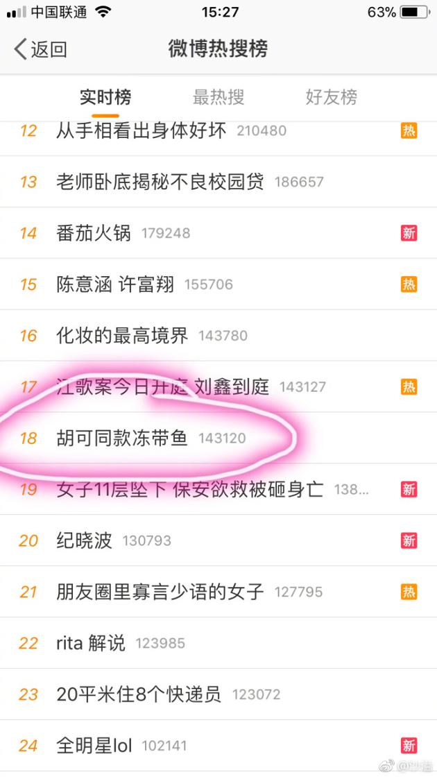 胡可"冻带鱼"上热搜