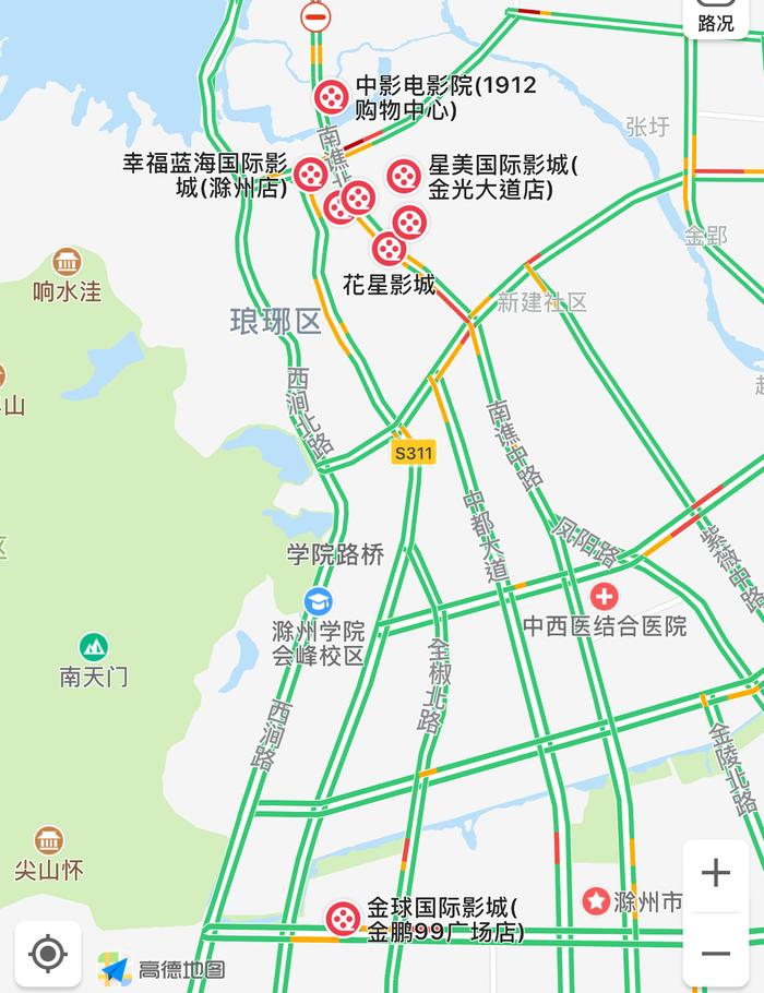 滁州市主要的影院及分布