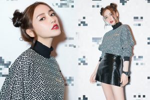 Angelababy哪吒头现身红唇短裙俏皮可爱