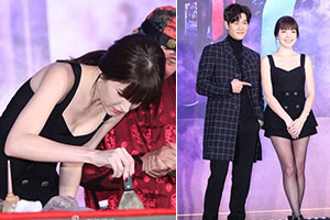 许玮甯俯身露事业线 性感黑丝大秀长腿