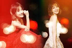 吴昕红色抹胸长裙搭配利落短发优雅迷人