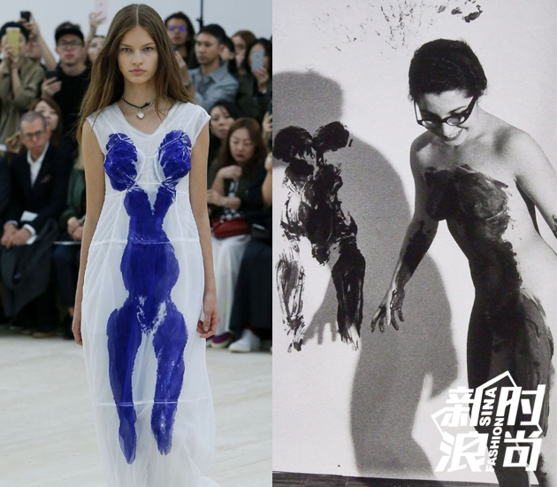CELINE新系列中的裙子和Yves-Klein的画