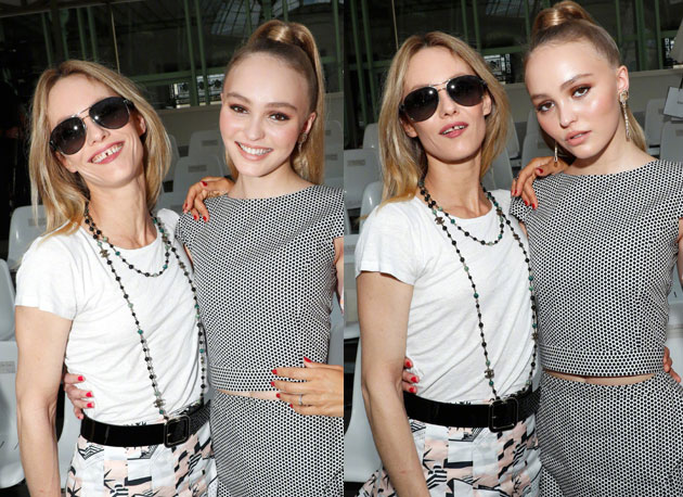 Vanessa-Paradis出席秋冬高级定制大秀与女儿Lily-Rose-Depp