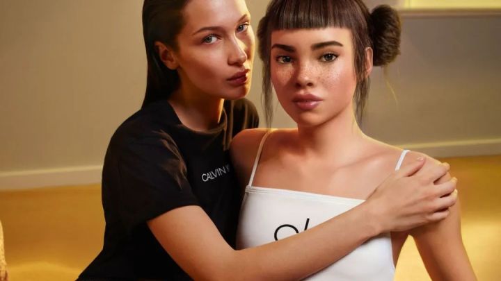 Lil Miquela 与 Bella Hadid 一起拍摄 Calvin Klein 广告大片
