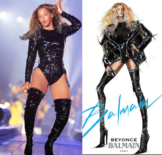 　　在今年的Coachella音乐节上，Beyonce身穿多套Balmain 创意总监Olivier Rousteing为她设计的时装亮相