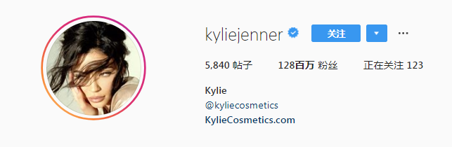 凯莉·詹娜（Kylie Jenner）——1.28亿