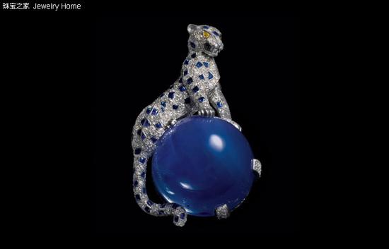 为温莎公爵夫人设计的胸针，蓝宝石和钻石，1949年