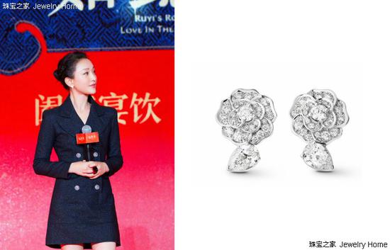 Chanel 香奈儿 CAMÉLIA系列耳环  CAMÉLIA PRÉCIEUX山茶花图案  18K白金、钻石 售价：RMB 120，600