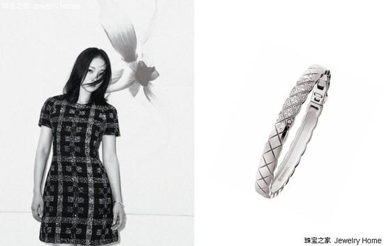 Chanel 香奈儿 COCO CRUSH系列手镯 18K白金、钻石 售价：RMB 77，500