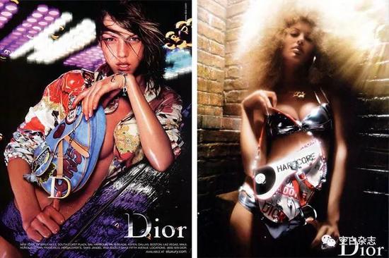 左: Dior 2001 春夏系列广告形象大片,右: Dior 2004 春夏系列广告形象大片 摄影: Nick Knight