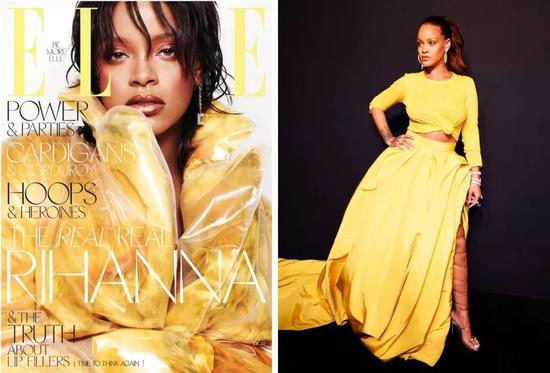 Rihanna在杂志封面和活动着装中都很偏爱Z世代黄