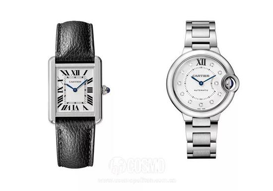Cartier TANK系列 售价17500元   CartierBALLON DE BLEU售价33700元