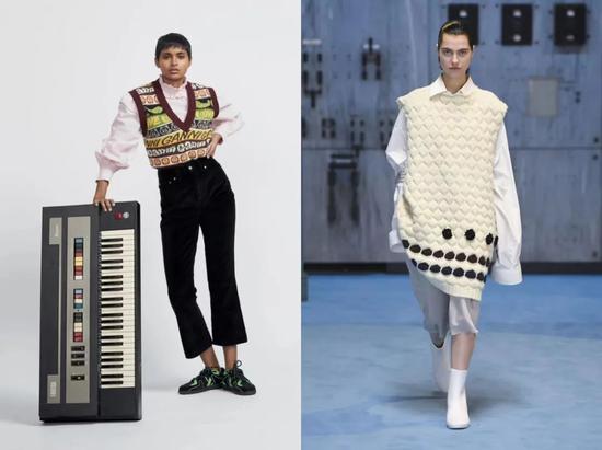 左：GANNI2021秋季成衣系列 　　右：Raf Simons 2021秋季成衣系列