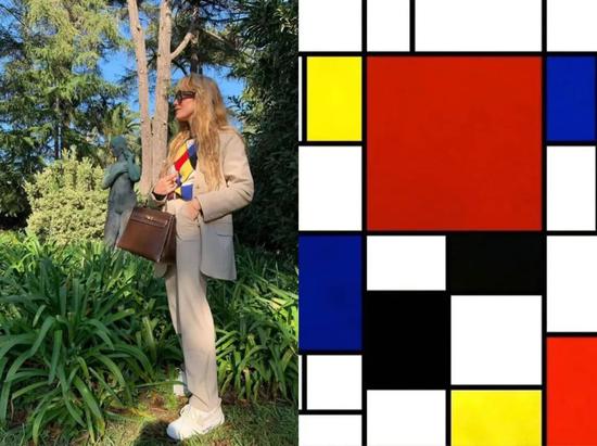 左：@blancamiro 　　右：《Composition with Red Blue and Yellow》，1929