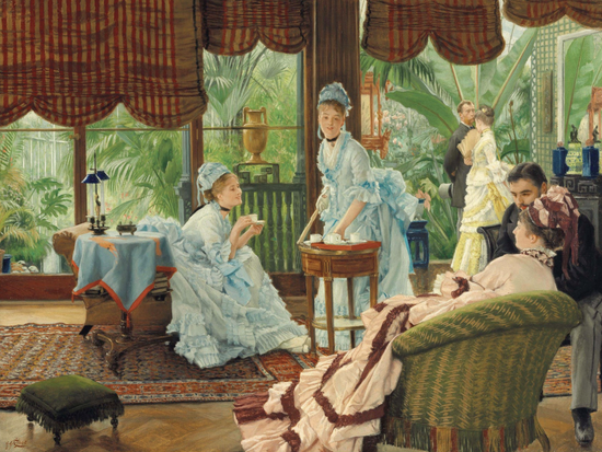 《在温室里（情敌）》，布面油画，詹姆斯·雅克·迪索 绘于1875-1878年 伦敦布立基曼艺术图书馆 图