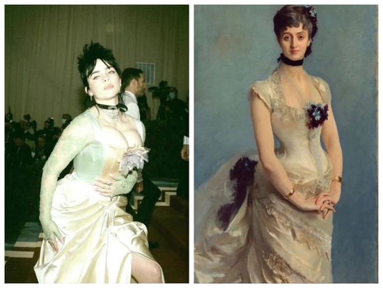 右：John Singer Sargent创作的肖像画《Madame Paul Poirson》