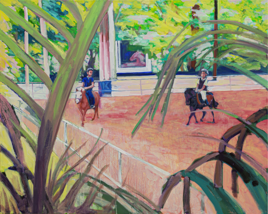  《骑⻢》，布面油画，80 × 100 cm，2021