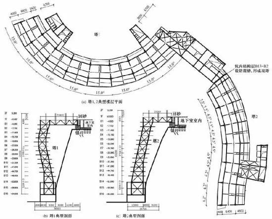 结构典型楼层平面及剖面