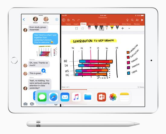 iOS 11 拥有多任务处理等强大功能,让iPad 的表现更加出色。