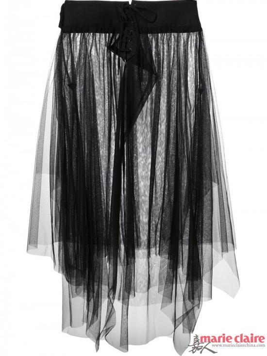 YS 不对称薄纱半身裙