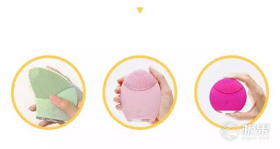 左：innisfree小精灵洗脸仪 ￥190 中：Foreo Luna洁面仪 标准版 ￥1880 右：Foreo Luna洁面仪 mini版一代 ￥999