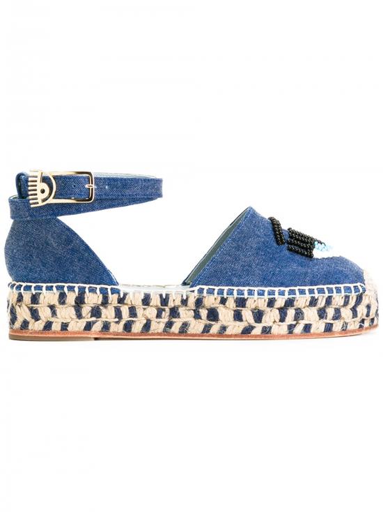 CHIARA FERRAGNI 厚底草编鞋 $367