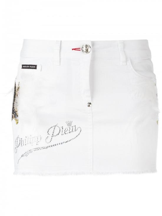 PHILIPP PLEIN水钻鹦鹉贴花迷你半身裙$1,331 PHILIPP PLEIN水钻鹦鹉贴花迷你半身裙$1,331
