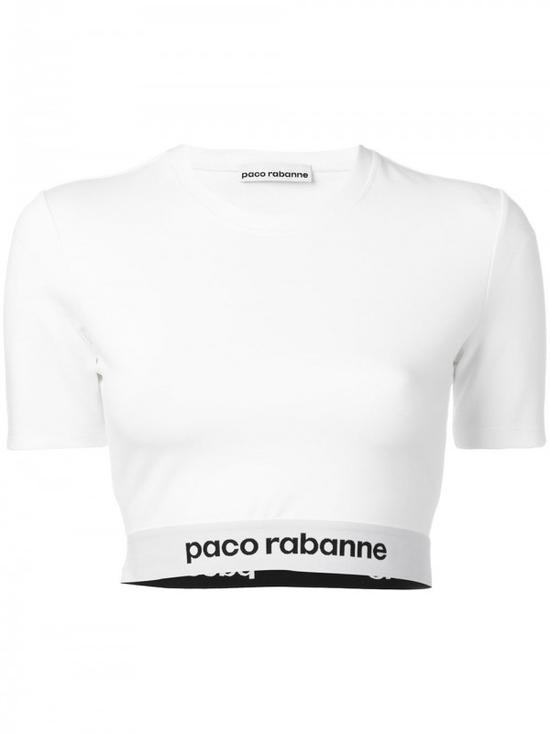 PACO RABANNE logo弹性织带短款上衣